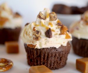 Sky-High Salted Caramel Chocolate Cupcakes