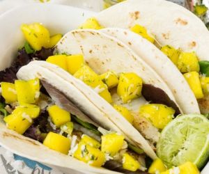 Fish Tacos with Mango Coconut Lime Salsa