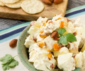 Lighter Rotisserie Chicken Salad with Sriracha Almonds