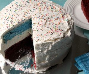 Red White and Blue Layered Ice Cream Cake