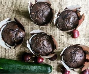 Chocolate Cherry Zucchini Muffins