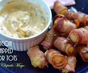 Bacon Wrapped Tater Tots with Chipotle Mayo