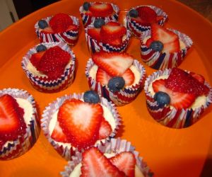 Red, White, and Blueberry Cheesecakes