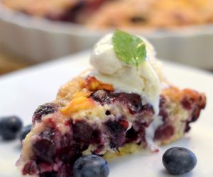 Blueberry Buckle with Peach Yogurt Streusel