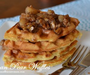 Buttermilk Waffles with Pecan Pear Sauce