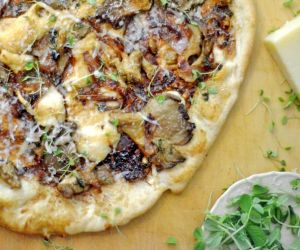 Balsamic Mushroom Pizza with Caramelized Shallots & Microgreens