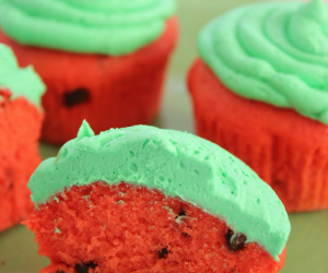 Watermelon Colored Cupcakes