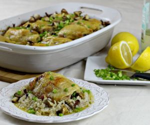 One Dish Chicken Thighs with Mushroom & Sage Rice