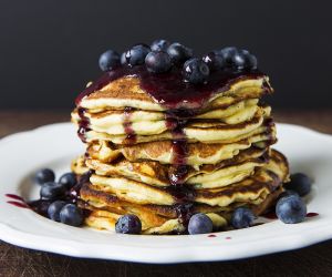 Pancakes with blueberry-lime-honey