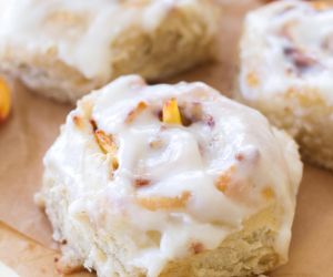 Peach Cinnamon Rolls with Cream Cheese Icing