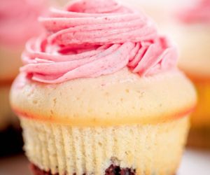 Neapolitan Cupcakes with Strawberry Buttercream Frosting