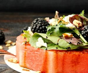 Feta Almond Watermelon Salad