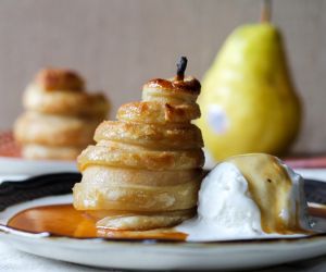 Apple Cider Poached Pears in Puff Pastry