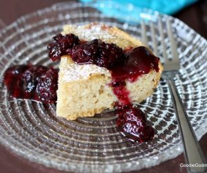 Cast Iron Skillet Pancake with Fresh Blackberry Champagne Compote