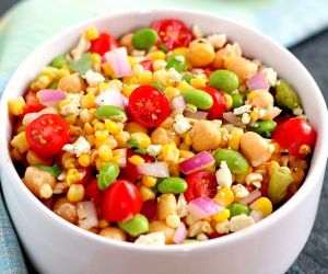 Corn, Edamame and Chickpea Salad