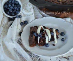 White Chocolate and Blueberry Skillet Brownie