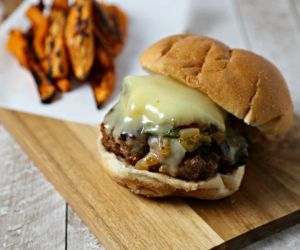 Queso Fundido Burger with Poblano Rajas