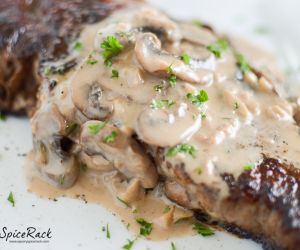 Steaks with Bourbon Cream Mushroom Sauce