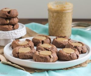 Paleo Chocolate Almond Butter Thumbprint Cookies