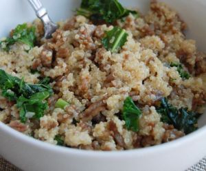Cheesy Quinoa with sausage and kale