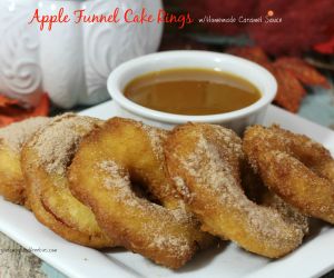 Apple Funnel Cake Rings w/Homemade Caramel Sauce