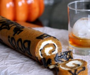 Scary Good Bourbon-Spiked Cream Cheese Pumpkin Roll