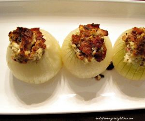 Bacon and Goat Cheese Stuffed Onions