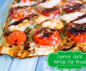 Caprese Garlic Alfredo Flat Bread