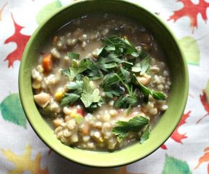 Family Favorite Crockpot Chicken Barley and Bean Soup