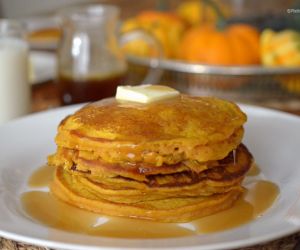 Pumpkin Pancakes with Apple Cider Syrup