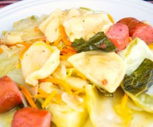 BUTTERY SLOW COOKER CABBAGE, PIEROGIES, AND KEILBASSA