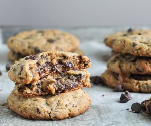 Peanut Butter Chocolate Chip Caramel Filled Cookies