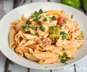 Creamy Harissa Spiced Chicken Pasta with Peppers