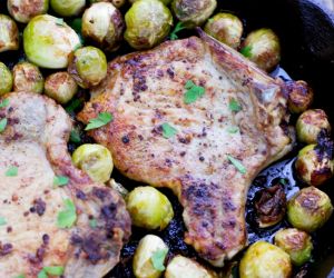 {One Pan} Pork Chops And Brussels Sprouts