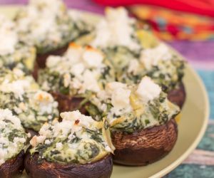 Artichoke Spinach Dip Stuffed Mushrooms