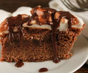 Fudgy Marshmallow Brownie Cake