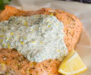 Baked Salmon with Herbed Yogurt Sauce