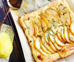 Pear Tart with Goat Cheese, Rosemary & Honey