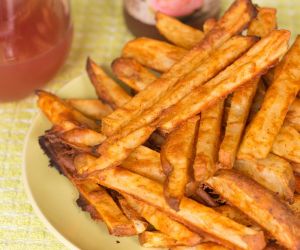 Baked Battered Fries (PLUS: A Kombucha Review)