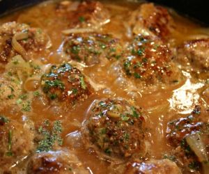 Barb's Melt-in-your-Mouth Meatballs with Onion Gravy