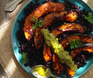 Roasted Acorn Squash Recipe with Pepper Chimichurri