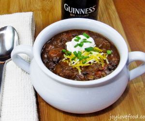 Slow Cooker Guinness Steak and Black Bean Chili