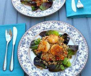 Buckwheat & Scallop Salad with Fresh Orange Dressing