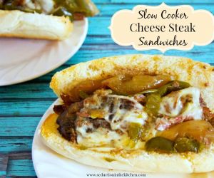 SLOW COOKER CHEESE STEAK SANDWICHES