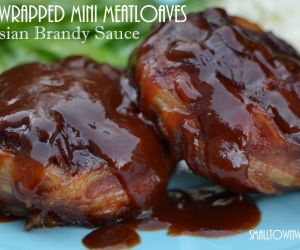 Bacon Wrapped Mini Meatloaves with Asian Brandy Sauce