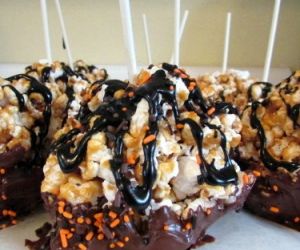 Chocolate Covered Caramel Popcorn Balls