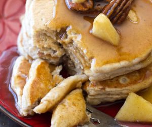 Pecan Pie Pancakes with Apple Cinnamon Syrup
