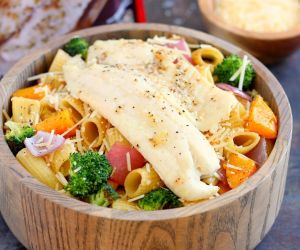 Tilapia with Roasted Vegetable Pasta