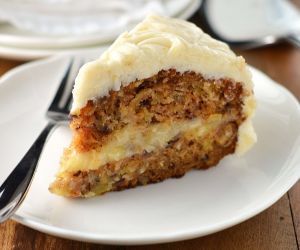 Carrot Cake with creamy pineapple filling and cream cheese frosting