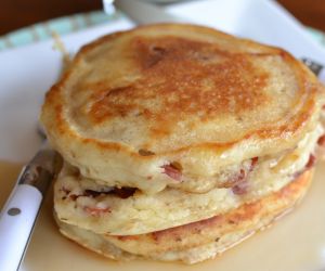 Buttermilk Bacon Pancakes with Cherry Whiskey Maple Syrup